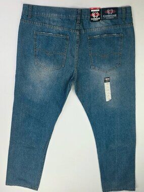 Cambridge Classics Slim Straight Size 40X32 Mens Blue Denim 5 Pocket Logo Jeans